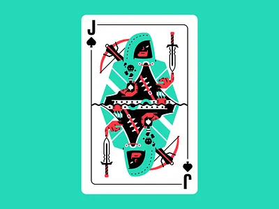 Jack of shadows affinity designer assassin card card design character cloak crossbow dagger deck hood illustration jack jack of spades knife poison rpg shadows spades thierry fousse vector