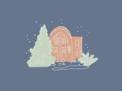Winter in Chicago art building campus chicago colors doodle drawing holiday illustration sketch snow tree winter