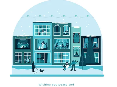 Wishing you peace and comfort this holiday season art blue christmas color covid covid19 family hanukkah holiday home ice illustration newyear pandemic peace snow snowglobe snowman snowy stayathome
