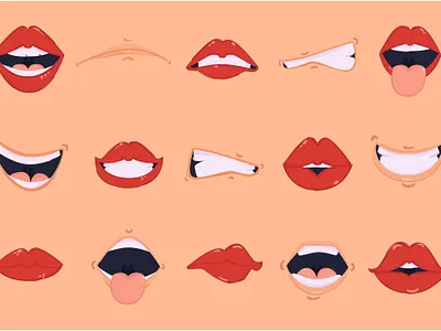 Cartoon Mouth Illustration Pack cartoon clipart emotion illustration lip mouth red sexy vector woman