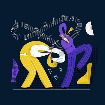 jazz1 duet emotion illustration jazz jazz festival melody modern style musician notes performance player saxophone trombone two vector