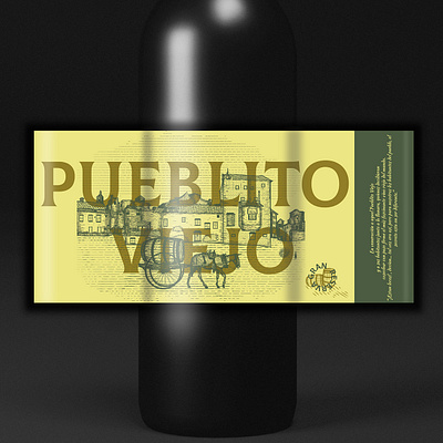 Wine "Pueblito viejo" branding classic design digitalart engraving illustration packaging retro spain town vintage wine