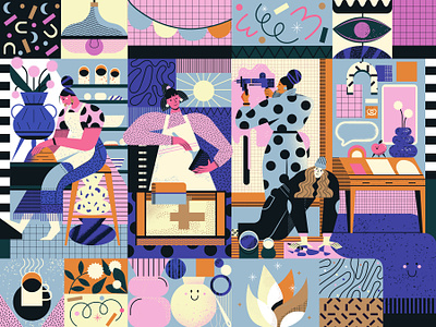 New Year character digital folioart illustration maite franchi pattern texture women