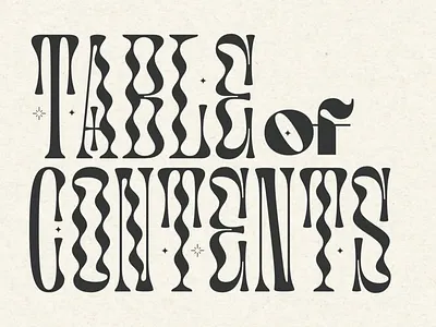 Table of Contents display type graphic design print printdesign retro tableofcontents typography