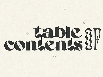 Table of Contents II display displaytype graphic design print print design retro table of contents tableofcontents typography