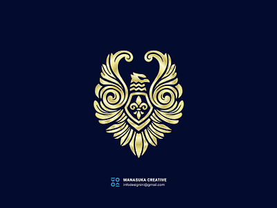 Eagle Heraldic Logo badge eagle eagle logo emblem golden eagle heraldic eagle logo heraldry logo logo for sale logobrand logodaily logologo logomark logos longevity majestic manasuka royal royal eagle victory