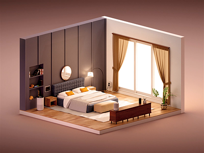 VeSync - Smart Home - Bedroom 3d ae aftereffects animation bedroom c4d comercial design illustration interior isometric motion products render reveal room smart