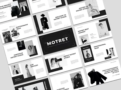 Motret - Photography Studio Powerpoint Template agency blackandwhite business clean company corporate creative modern photography portfolio portrait powerpoint studio