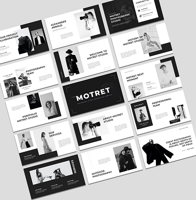 Motret - Photography Studio Powerpoint Template agency blackandwhite business clean company corporate creative modern photography portfolio portrait powerpoint studio