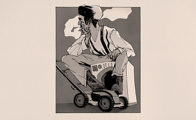 Hate it Here Wilco album album art brush pen chores doodle drawing drawing ink ink inktober inktober2020 lawnmower music newspaper slick back traditional wilco