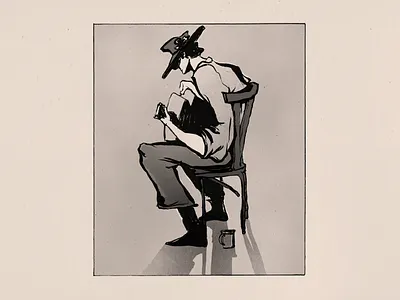 One More Cup of Coffee by Bob Dylan black and white black and white illustration bob dylan coffee cowboy doodle drawing drawing ink guitar guitarist illustration ink inktober inktober2020 music newspper one more cup of coffee playing guitar western