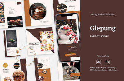 Glepung - Instagram Post & Stories cake shop cookies store food banner instagram instagram banner instagram post instagram stories instagram template