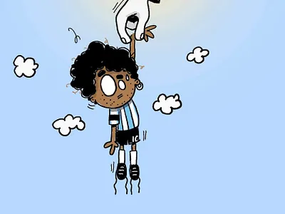 Hand of God cartoon illustration maradona pieloot