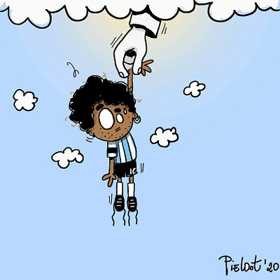 Hand of God cartoon illustration maradona pieloot