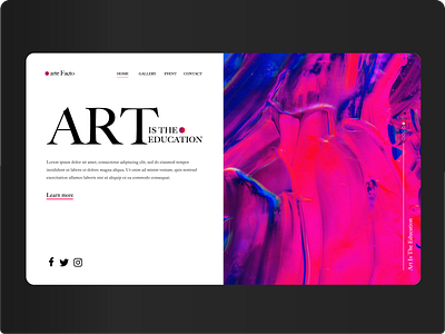 Landing page for Art gallery art design landingpage ui web