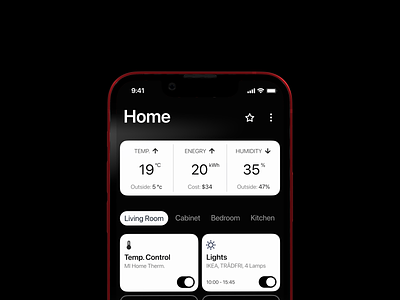 [WIP] Smart Home Dashboard - 1 app black blackwhite concept dark design figma iphone like mini minimal small smart home ui