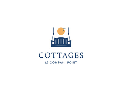 Cottages at Compass Point brand brand design brand identity branding branding design cottage design logo logodesign logotype mark pergola porch swing sun sunset swing typography vector