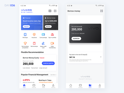 036-VIVO Wallet APP Redesign app branding cash loan credit card design icon illustration loan online shopping ui