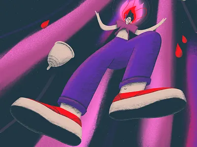 First Period 🩸 blood challenge character design color palette girl illustration ipadpro menstruation menstruation cup procreate tampon transition underwear