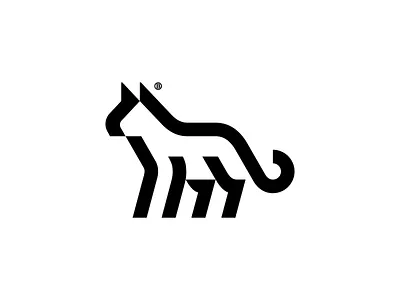 Cat mark 3d logo animal bias black cat cats design geometry home icon illustration line linework logo logotype mark mass minimal outline static