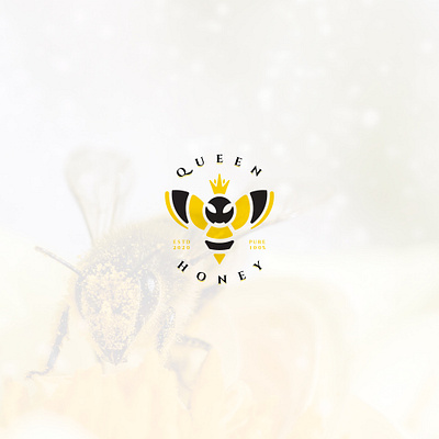 Queen Honey animal logo bee logo clean crown emblem logo honey honey bee honeybee minimal natural queen queen bee simple typography