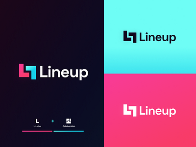 Lineup - Project Management Tool Logo Concept agency app app icon brand brand design brand identity branding collaboration color gradient logo idenity minimal modern logo monogram logo project management shapes style team typogaphy visual