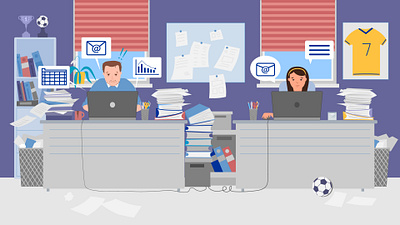 Busy office vector illustration video animation