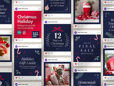 Christmas Instagram puzzle template black friday blog blogger blue buy canva christmas creative market design download free instagram instagram post instagram template marketing mockup red sale template