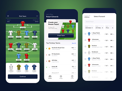 Fantasy Football | Sports App app championship fantasyfootball fantasysports football interface league minimal mobile app soccer sports ui ux