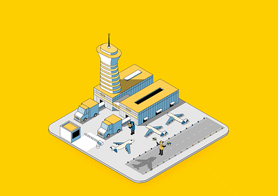 Airport - Vitaminic airport city drop illustration isometric mail plane vector