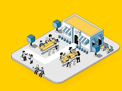 Coffee Shop - Vitaminic 3d coffee icon illustration isometric shop talk vector