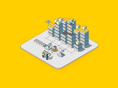 Data Center - Vitaminic 3d animation cloud data icon illustration isometric line motion storage vector
