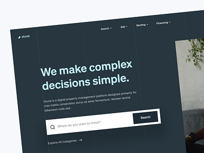 🖥 Stural - Website Hero Exploration clean color page dashboard design grid website system hero hero design home landing page minimal photography website property management real estate real life image search ui user interface ux website website design website navigation