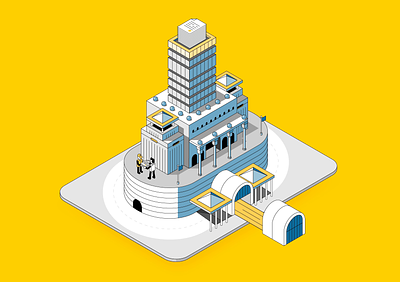 Town Hall - Vitaminic 3d animation data illustration isometric motion graphics municipality storage town hall vector