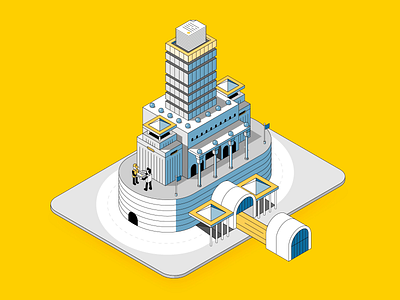 Town Hall - Vitaminic 3d animation data illustration isometric motion graphics municipality storage town hall vector