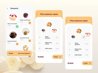 Meal tray delivery app app checkout page design food delivery meal menu mobile playful ui ux white yellow