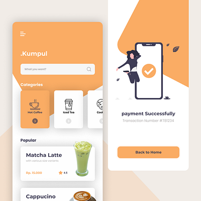 Coffe Shop UI design coffeeshop design minimal minimalist mobile app mobile design modern ui warm colors