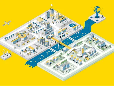 Vitaminic City 3d animation city cloud data illustration infographic isometric map motion vector