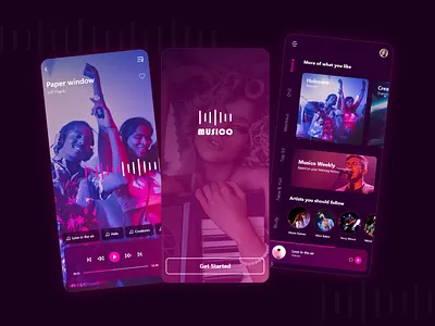 Music Player . Musico - Mobile APP app app design application dark app dark ui design digital minimal music music app music player ux uxui