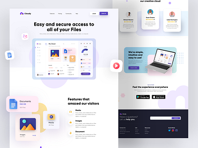 Cloudy Landing Page - Exploration app cloud app clouds design exploration illustration landing page minimalist sketch ui web website