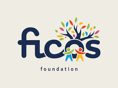 Ficos logo design branding colors fun kids logo love