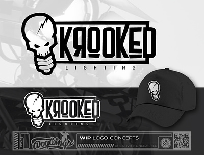 Krooked logo concepts branding chipdavid design dogwings drawing illustration lights logo skull vector
