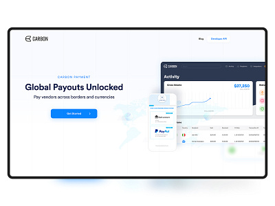 Carbon Payment system app design landing page design ui ux web website