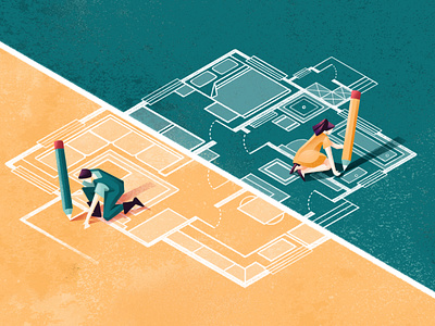 The Wall Street Journal - Mansion chiara vercesi couple editorial editorial illustration house house market housing illustration