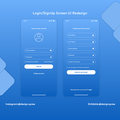 Login - Signup Screen UI Redesign adobexd clean concept create create account creative creative design design idea login login screen recent ui uiux vector