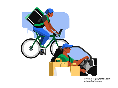 Uber Eats 2021 bike branding character courier delivery design driver illos illustration illustrator uber