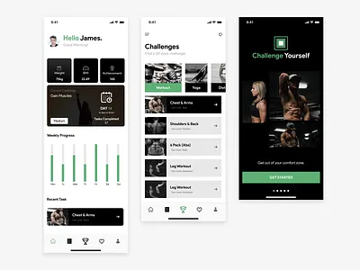 Health and fitness app Challenge app activity app application concept creative design fitness app health app interface ios ios app mobile mobile app shakuro tracking training ui ux workout