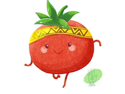 Athletic tomato runs a marathon 🍅 artist cartoon cgart character characterdesign cute cuteart digitalartist illustration kawai