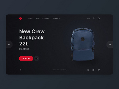 Backpack Shop backpack design designer dribbble landing page popular shot shop ui ui design uiux uiux design user experience user interface ux ux design web webdesign website website design