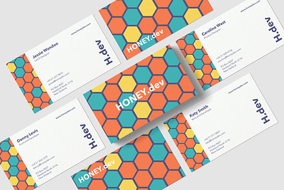 Honey.dev studio - Business cards Design branding business card business card design design idenity logo minimal pattern typography vector